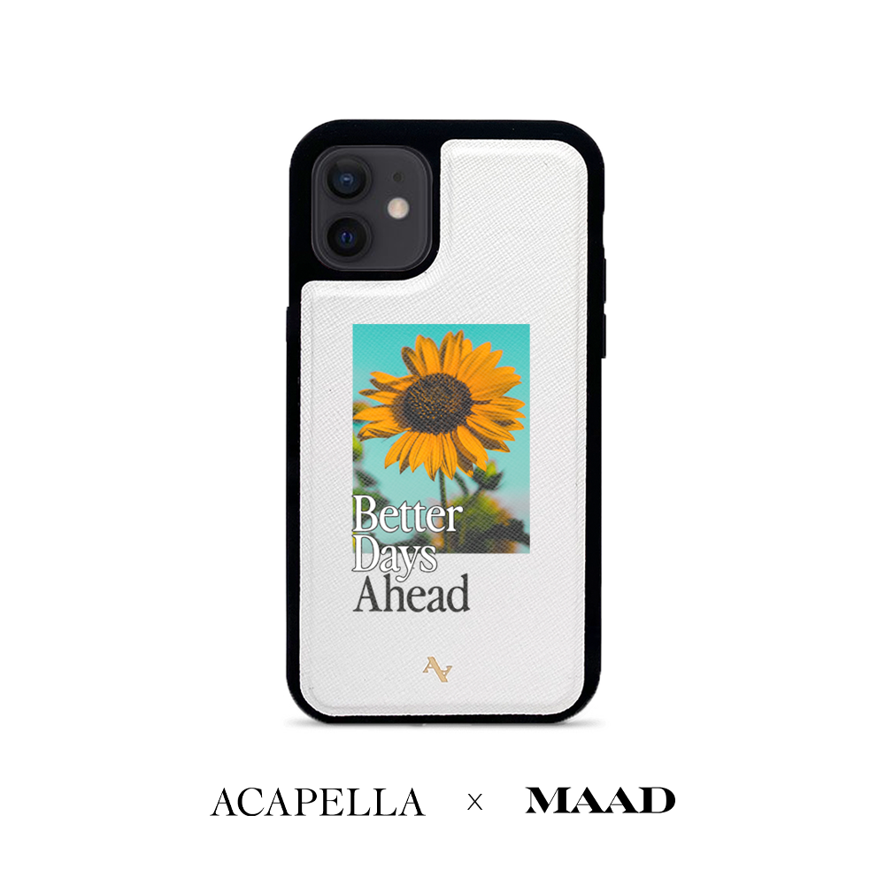 Acapella x MAAD Sunflower -  White IPhone 12 Mini Leather Case