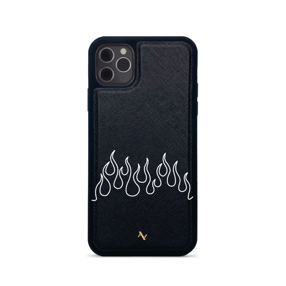 Flames - Black IPhone 11 Pro Max Leather Case