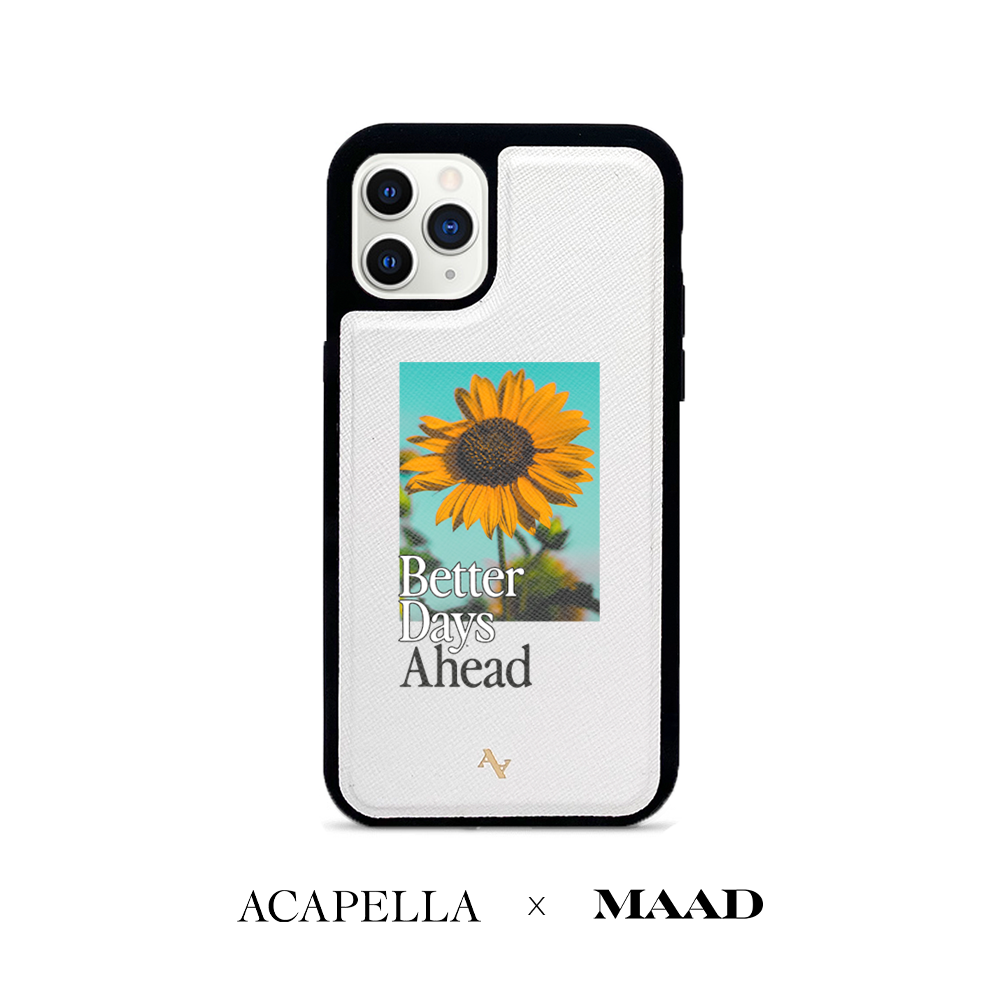 Acapella x MAAD Sunflower -  White IPhone 11 Pro Leather Case