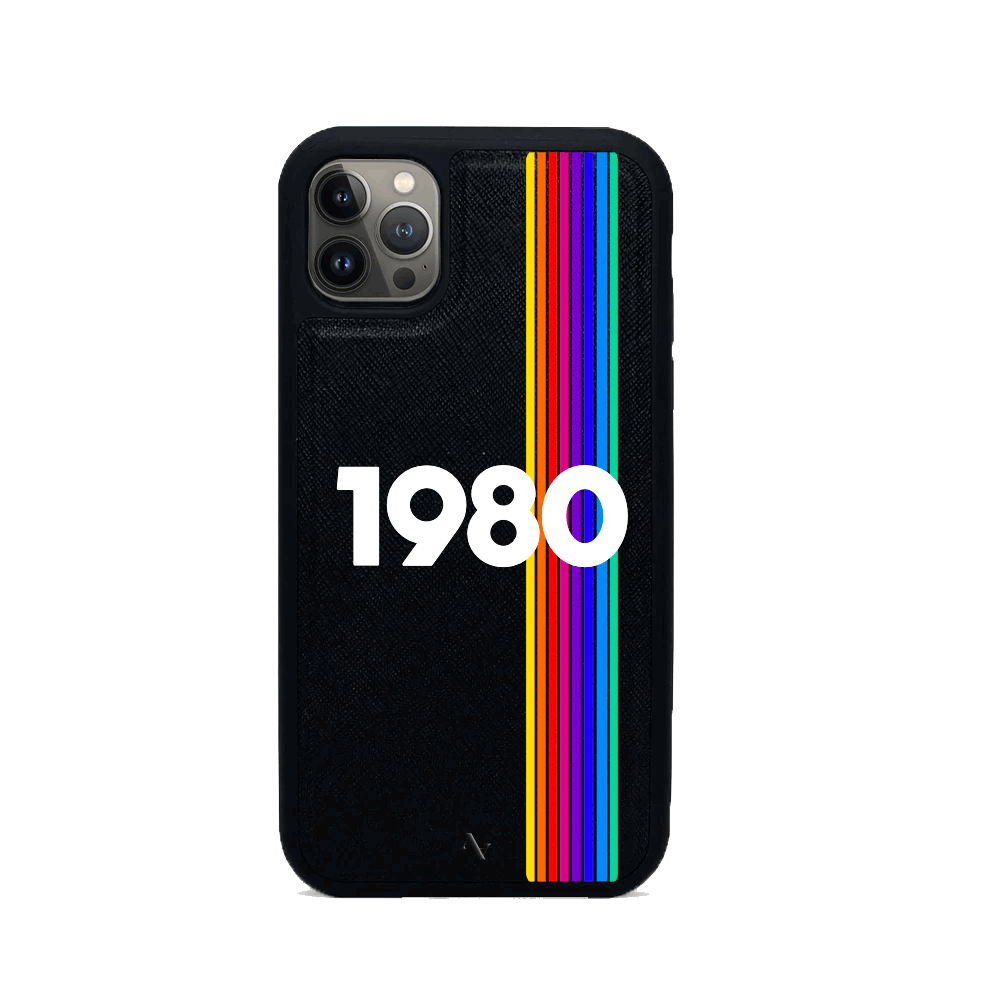80s - Black IPhone 14 Pro Leather Case