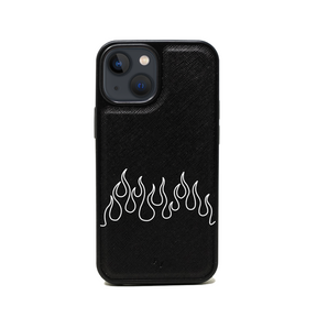 Flames - Black IPhone 13 Mini Leather Case