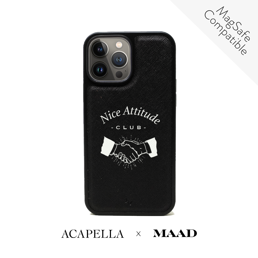 Acapella x MAAD Nice Club - Black IPhone 14 Pro Max Leather Case
