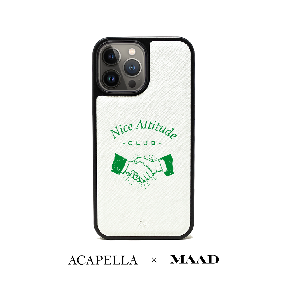 Acapella x MAAD Nice Club -  White IPhone 13 Pro Max Leather Case