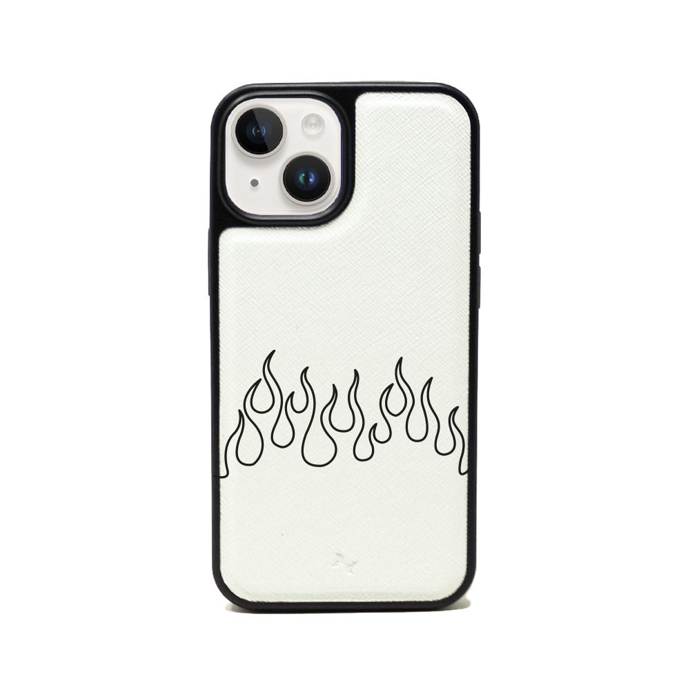 Flames - White IPhone 14 Plus Leather Case