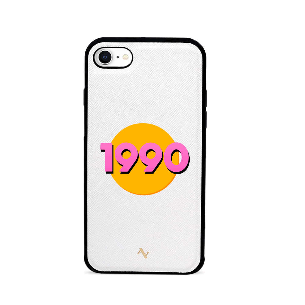 90s - White IPhone 7/8/SE Leather Case