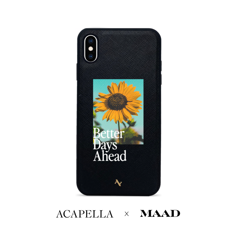 Acapella x MAAD Sunflower - Black IPhone XS MAX Leather Case